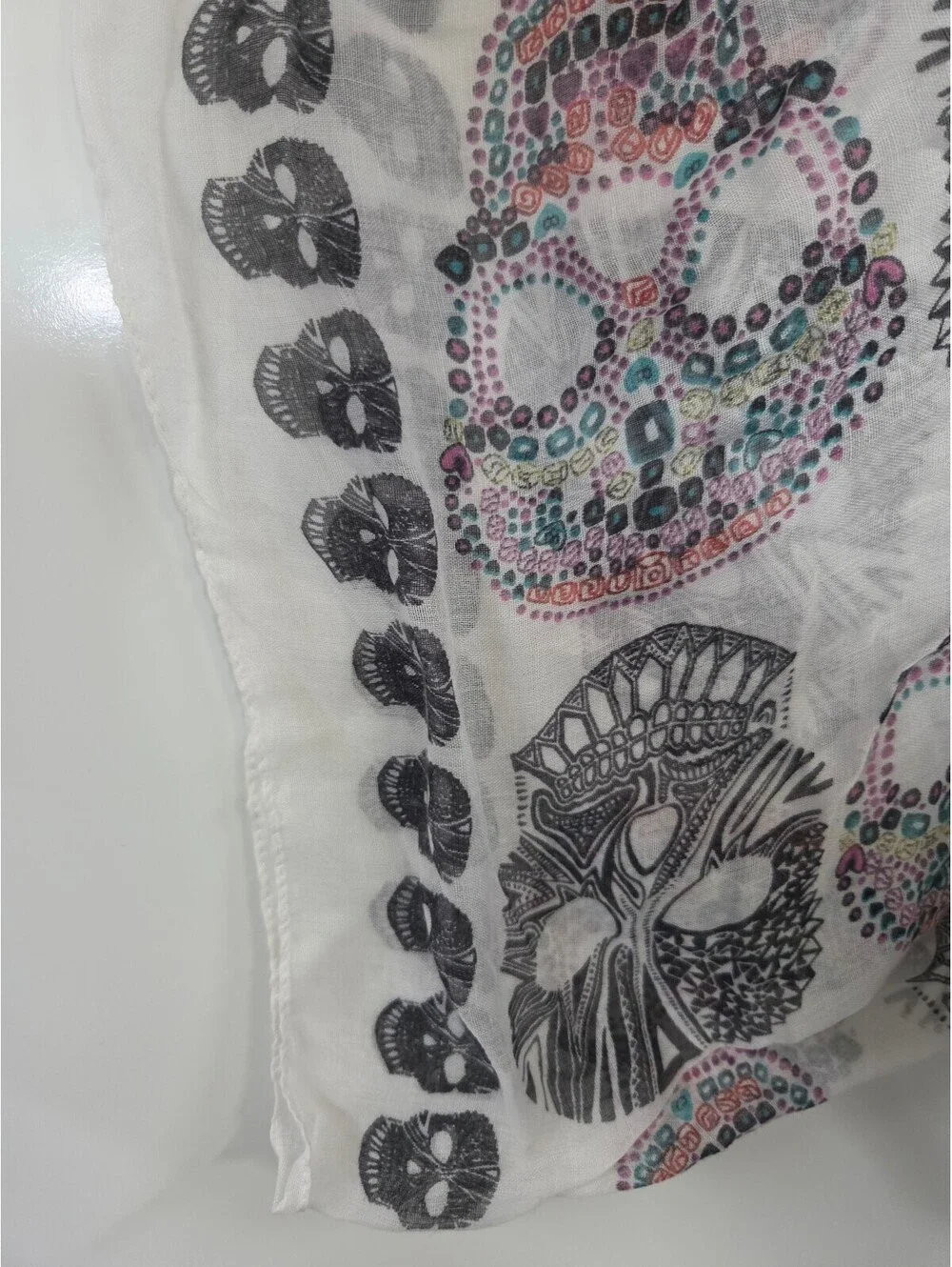 Lina & Lilly Sheer Skull Print Shawl Scarf Wrap 36x37 Inches